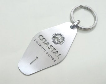 Personalized Hotel Keychain, Custom Engraved Stainless Steel Key Tag