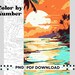 Color by Number Sunset Tropical Scene. Coloring Page for Adults for ...