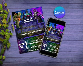 Gamer Birthday Invitation / Printable Video Game Party Invite / Editable Shooter Game Invitation / Boys/Girls Gaming Birthday Invitation