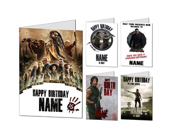 The Walking Dead Birthday Card / Personalised TWD Birthday Card / Zombie TV Show Happy Birthday Card / Any Age, Name, Relation