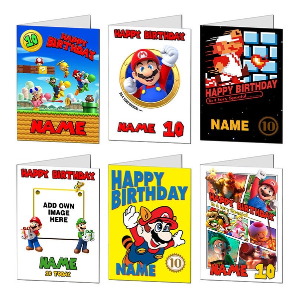 Super Mario Brothers Birthday Card / Mario Bros Movie Personalised Birthday Card / Mario Game Bday Card For Family & Friends Any Name