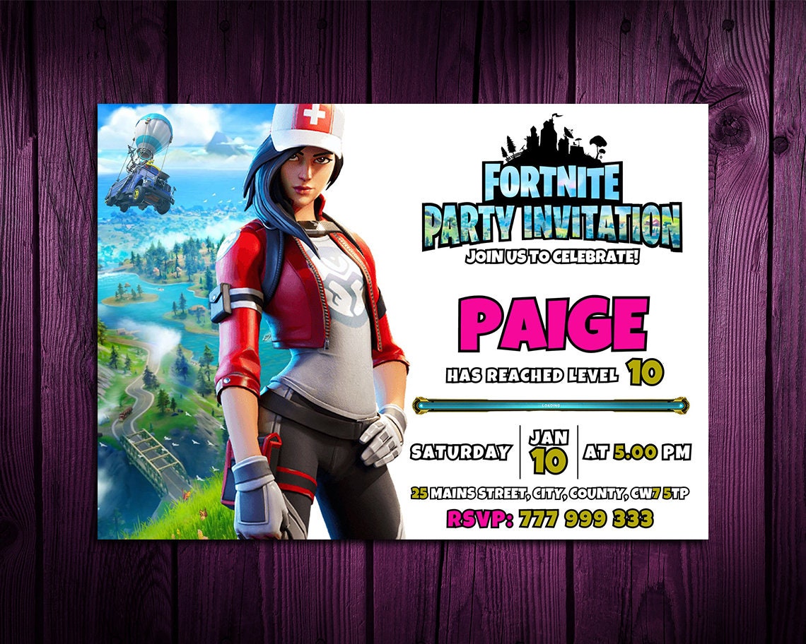 Fort Game Birthday Invitation / Printable Nite Gamer Party Invite / Editable Gamer Party ...