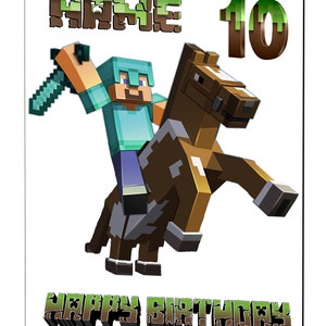 Carte d'anniversaire Minecraft / Carte de joyeux anniversaire pour les joueurs de jeux / Carte d'anniversaire personnalisée Mine Craft / Tout âge, nom, relation Design 6