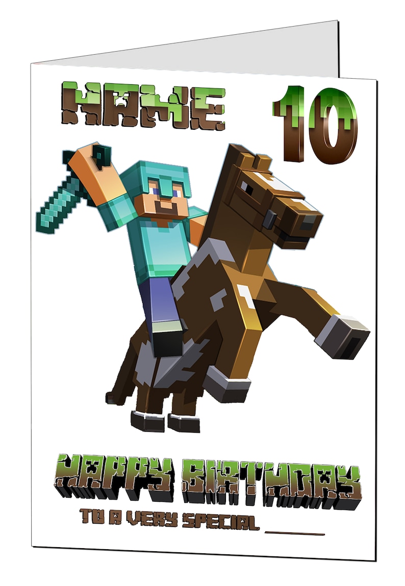 Carte d'anniversaire Minecraft / Carte de joyeux anniversaire pour les joueurs de jeux / Carte d'anniversaire personnalisée Mine Craft / Tout âge, nom, relation Design 6