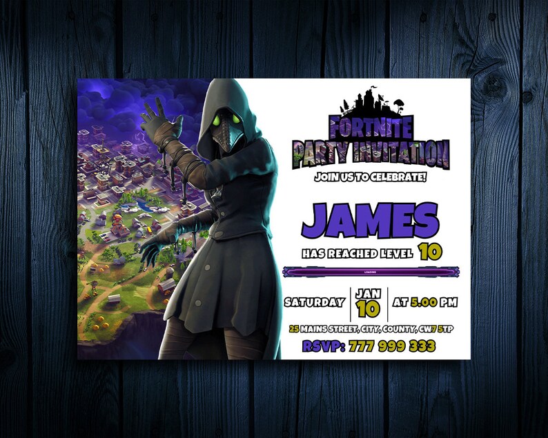 Fort Gamer Birthday Invitation / Printable Nite Gamer Party Invite / Editable Gamer Video ...