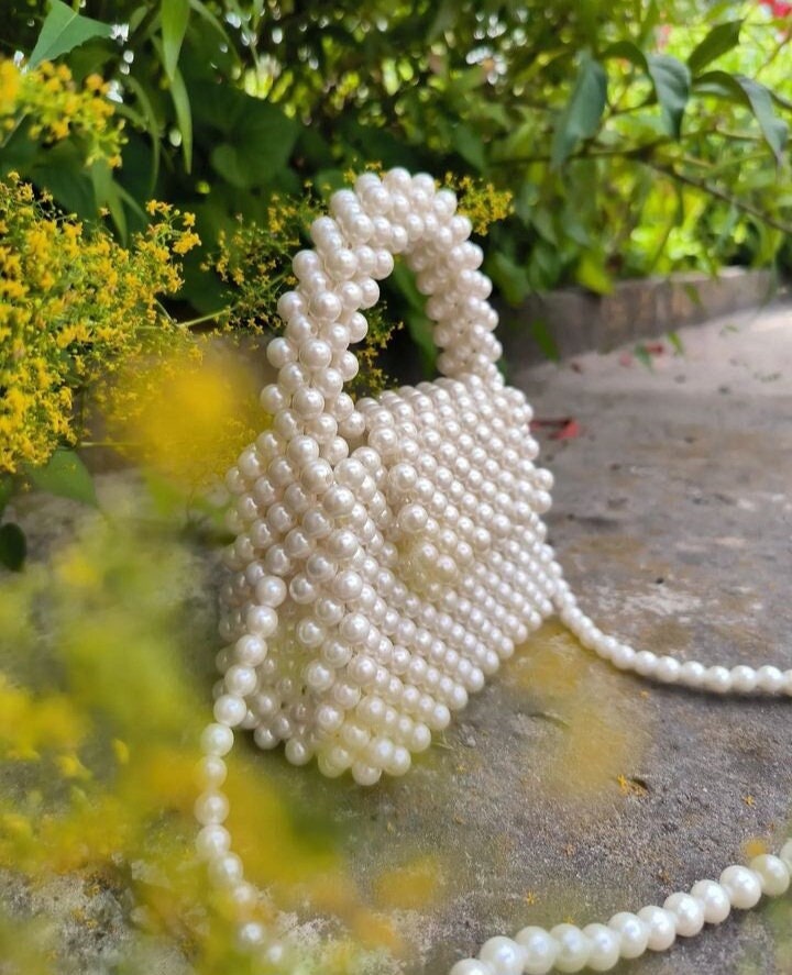 White beaded bag hotsell