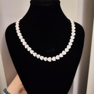 Natürliche Muschel Herz Halskette, Kleine Herz Halskette, Blaue Muschel Halskette, Alltags Halskette, Elegant und Niedlich