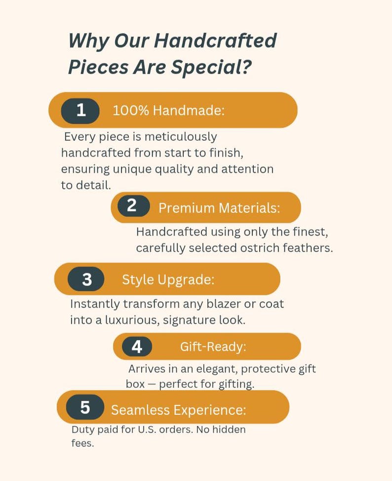 May include: Image with text: "Why Our Handcrafted Pieces Are Special?" and numbered points highlighting handmade quality, premium materials, style upgrade, gift-ready packaging, and a seamless experience.