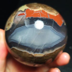 Carte sphérique en agate de football colorée naturelle, 55 mm, boule en cristal, sphère fine, boule de divination, pierre métaphysique, cadeaux en cristal, décoration d'intérieur