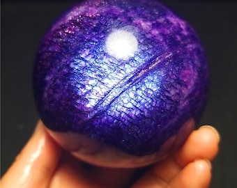 Esfera de piedra lunar pulida natural con rubí y simbiosis, bola de cristal curativa QQ191