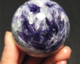 Esfera de mica de turmalina púrpura: Bola de adivinación de cristal natural QQ227