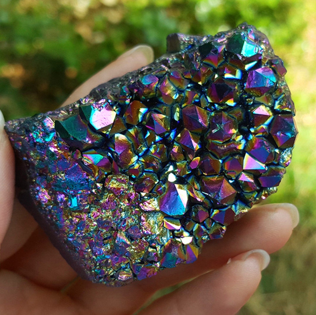 Pure Titanium Rocks Aura Quartz Crystal Cluster: Titanium Rainbow Healing Stone - Etsy