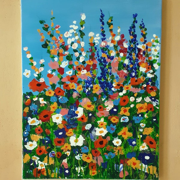 Flowers, Blumenwiese, Acrylbild, 30 x 40 cm, Sommerwiese