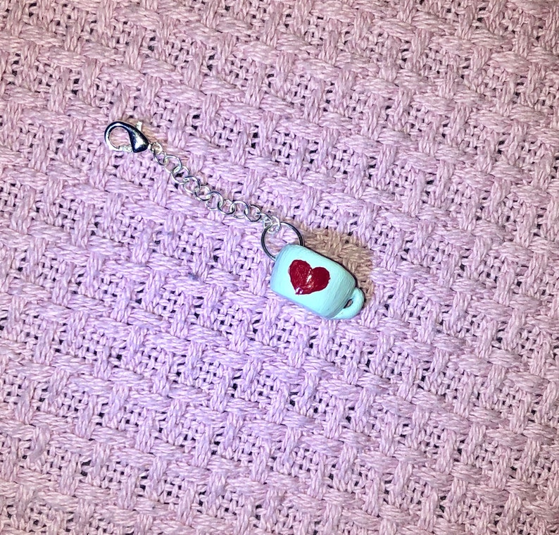 Coffee Heart Mug Keychain Charm Etsy