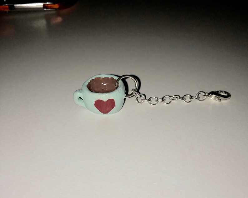 Coffee Heart Mug Keychain Charm Etsy