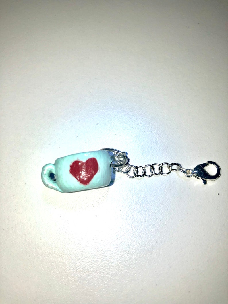 Coffee Heart Mug Keychain Charm Etsy