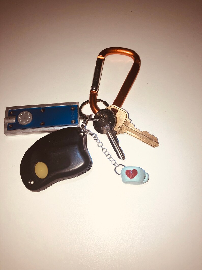 Coffee Heart Mug Keychain Charm Etsy
