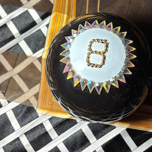 Bedazzled Magic 8 Ball - Fun Desk Toy - Fortune Teller - Nostalgia Art Piece - 90s Kid - Vintage - Funky Decor - Functional Toy