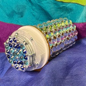 Silver Bedazzled Pill Bottle - Container for Small Objects - Vitamins - Medicine - Marijuana - Travel - Remember your Meds!