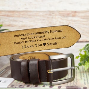 Custom Handmade Belt,Funny Gift for Husband,Engraved Leather Belt Anniversary Gift Fiancé,Valentines Day Gift for Him,Unique Boyfriend Gift