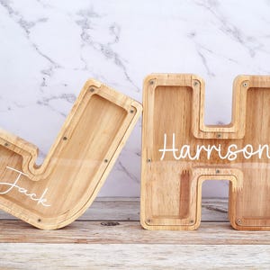 Wooden Letter Piggy Bank,Wooden Money Box,Custom Initial Coin Bank,Name Piggy Bank, Money Box,Name Piggy Bank,Money Box,Gift for Child