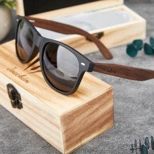 Personalized Groomsmen Sunglasses with Leather Box - Custom Engraved Sunglasses for Wedding Party, Best Man, Groom, and Bachelor Party Gifts