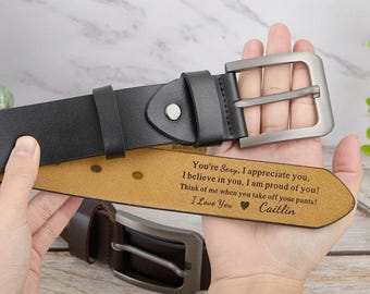 Custom Handmade Belt, Funny Gift for Husband, Father's Day Gift, Engraved Leather Belt Grooms Men, Anniversary Gift Fiancé, Genuine Leather