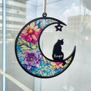 Pet Memorial Gift, Cat Memorial Gift Personalized Loss of Pet Sympathy Gift Suncatcher, Gift for Cat Lovers, Cat Breed Memorial Suncatcher