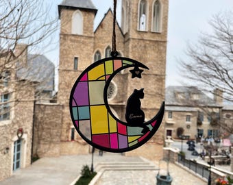 Personalized Cat Memorial Suncatcher, Handcrafted Suncatchers, Custom Loss of Cats Sympathy Gift, Cat Loss Gift, Gift For Cat Lovers