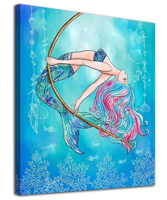 Mermaid Wall Art Girls Bedroom Wall Decor Fantastic Ocean Etsy