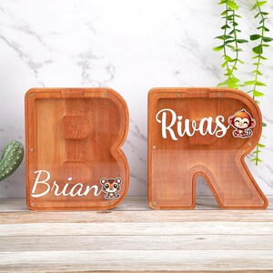 Custom Name Coin Bank,Personalized walnut piggy bank,Initial Money Box,Wood piggy bank,Unique Baby Shower Gift,Nursery Decor,Gift For Child