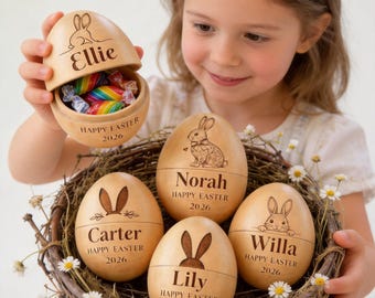 Personalized Musical Wooden Easter Egg Shakers,Engraved Egg Shaker Kids,Custom Easter Gift, Kids Musical Instrument,Baby First Easter