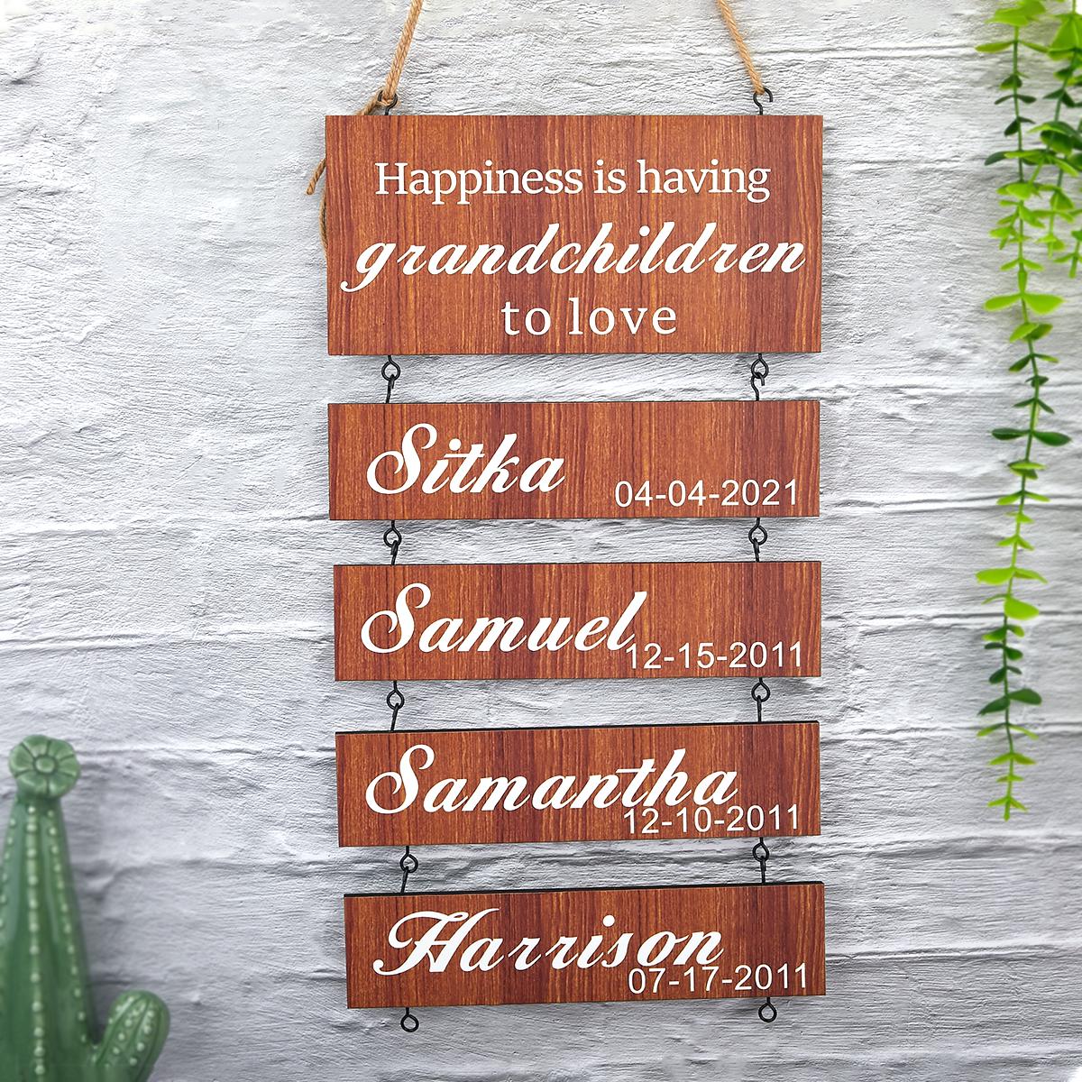 Personalized Wooden Name Sign,Custom Wooden Signs,Family Name Date Sign,Home Decor,Personalized Gifts for Grandparents,Grandchildren Sign