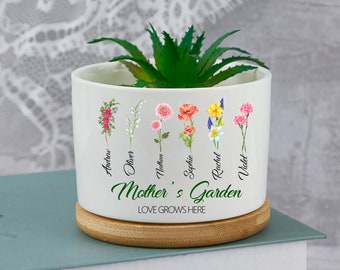 custom plant pot, Personalized Birth Flower Planter Pot, Birth Month Flower Family,Mother's Day Gift,Gift for Mom,Flower Pot,gardener's gift