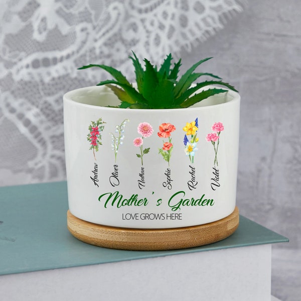 custom plant pot, Personalized Birth Flower Planter Pot, Birth Month Flower Family,Mother's Day Gift,Gift for Mom,Flower Pot,gardener's gift