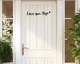 Love You, Bye With Heart & Comma,Wooden Script Entryway Hallway Sign Decor,Painted Black,Natural Wood,Above Door Topper Decoration