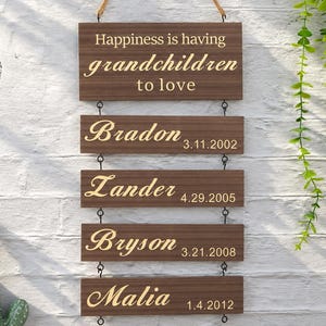 Grandchildren Sign,Personalized Grandparent Sign,Customize Wooden Sign,Wooden Name Signs,Grandchildren Birthday Sign,Christmas Gift