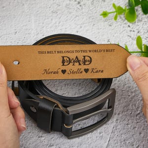 Personalized Black Leather Belt for Daddy, Custom Belt, Father&#39;s Day Gift for Dad, Unique Gift for Boyfriend, Anniversary Gift for Husband