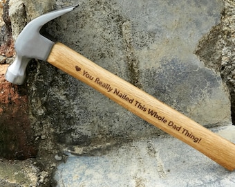 Fathers Day Gifts Custom Hammer for Dad - Personalized Engraved Wood Handle Steel Hammer Gifts, Ideal Papa Gifts from Daughter and Son