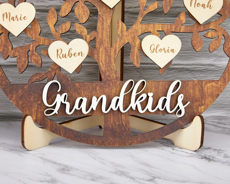 Custom Engraved Wood Family Tree Sign, Personalized Wooden Gifts for ...