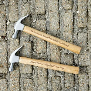 Personalized Laser Engraved Wood Handled Hammer for Father,Father&#39;s Day Hammer Gifts, Gifts for Men, Anniversary Gifts for Him