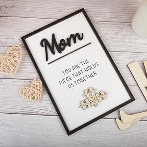 Personalized Mothers Day Puzzle Sign Gift,Mom & Children Name Puzzle Piece DIY Sign Plaque,Wood Puzzle Wall Decor,Birthday Gift for Mom