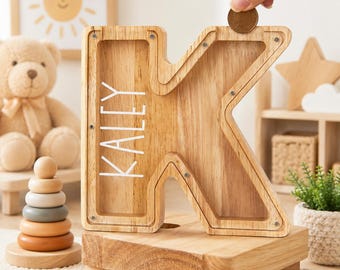 Personalized Letter Piggy Bank,Custom Initial Coin Bank, Name Piggy Bank,Kids Girl Boy Birthday Gift,Unique Baby Shower gift,Christmas Gift