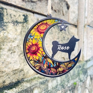 Dog Memorial Gift Pet Memorial Suncatcher Personalized Loss of Pet Sympathy Gift, Gift for Dog Lovers, Custom Dog Breed Memorial Suncatcher