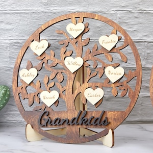 Personalized Wooden Family Names Sign,3D Family Tree Sign Desktop Decor,DIY Wooden Name Tree,Hanging Wall Decor for Mother,Mothers Day Gift