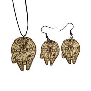 Millenium Falcon pendant and earrings