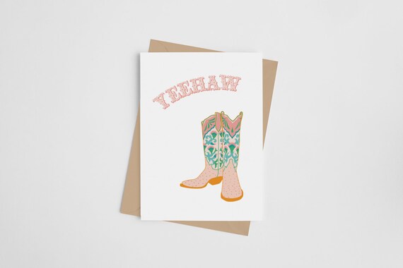 Yeehaw Cowboy Boots Handmade Blank 