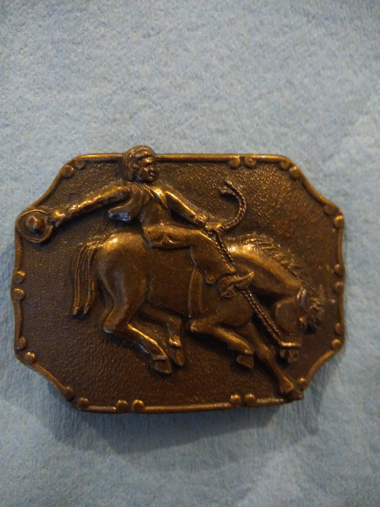 Vintage Cowboy Belt Buckle Solid Brass Rodeo Cowboy Etsy