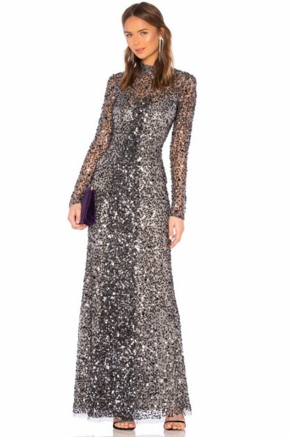 long sleeve full length sequin dress