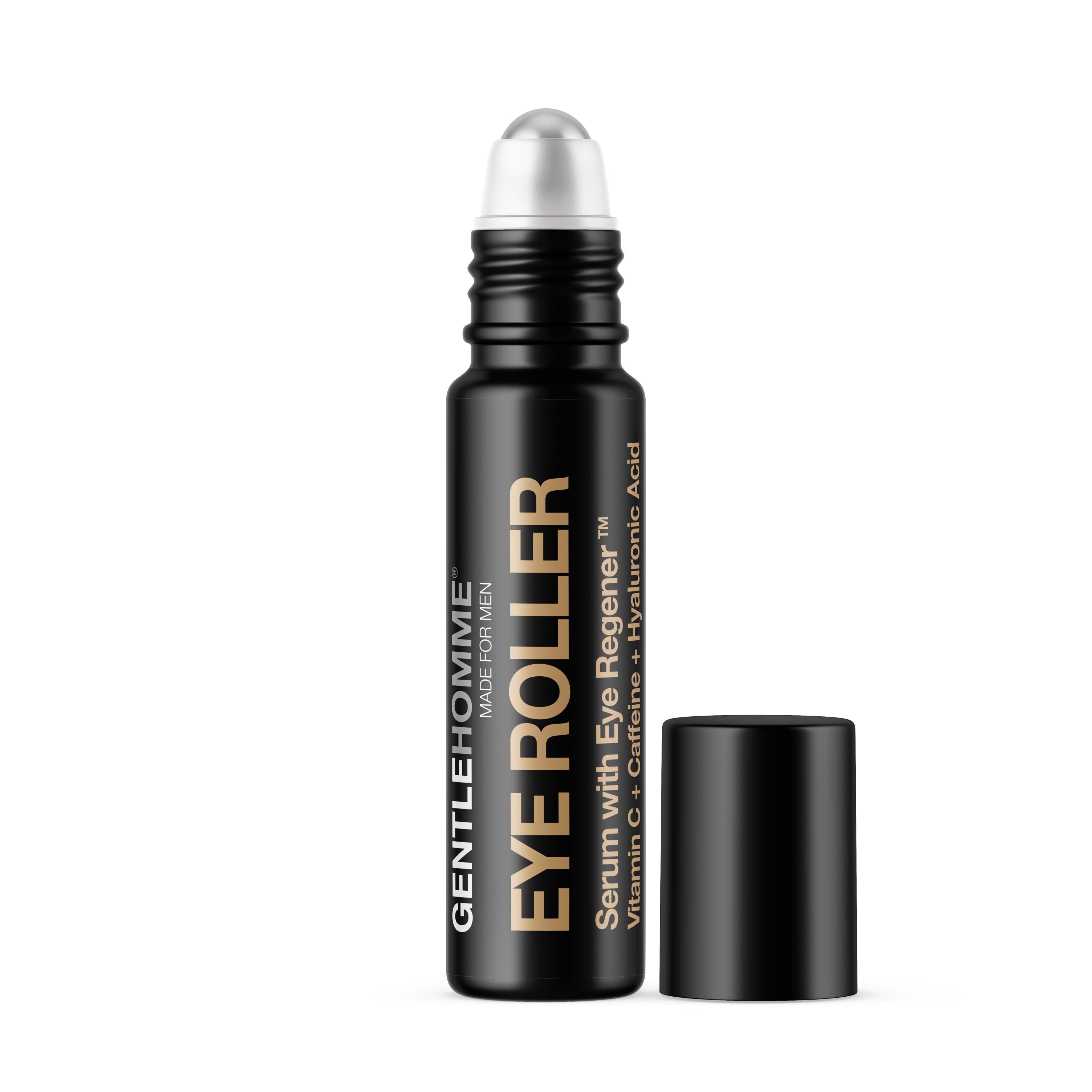 Men's Caffeine Eye Roller Serum with Hyaluronic Acid and Vitamin C - Reduce Dark Circles Puffiness Eye Bags - Made in USA